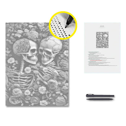 Skeleton Sea Of Flowers - Dot Painting