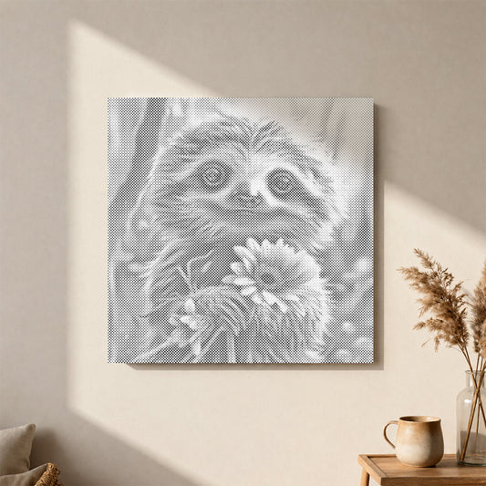 Happy Sloth with Flowers - Dot Painting
