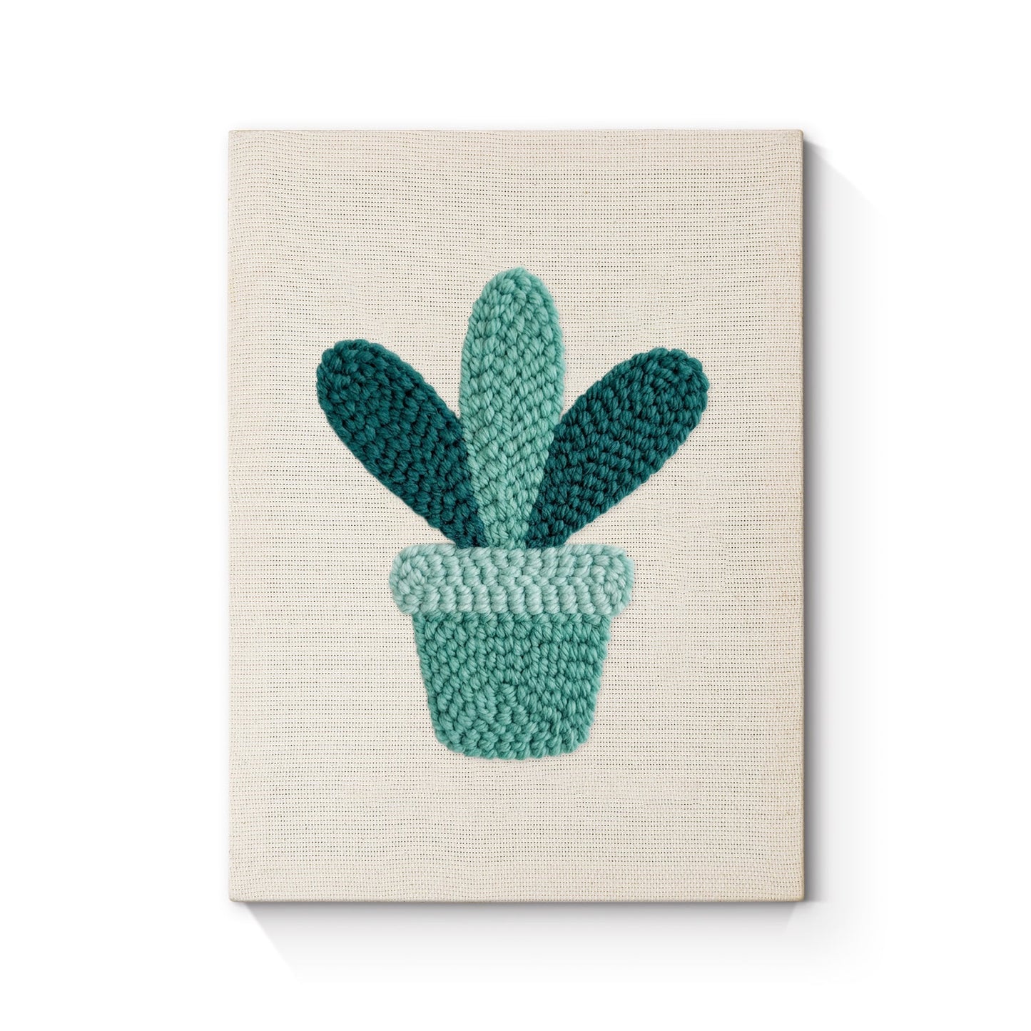 Blue Cactus in Pot - Punch Needle