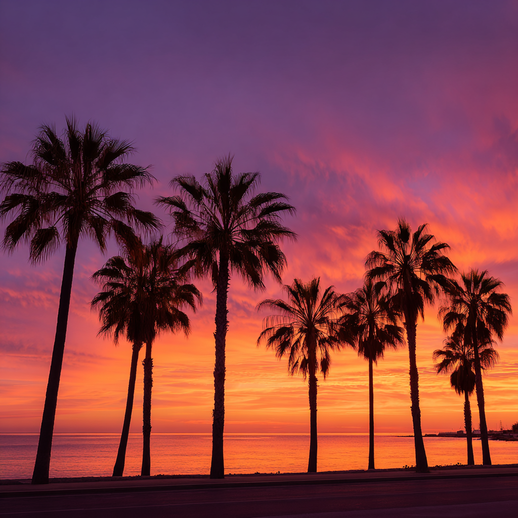 Palm Trees and Sunset - Diamond Painting