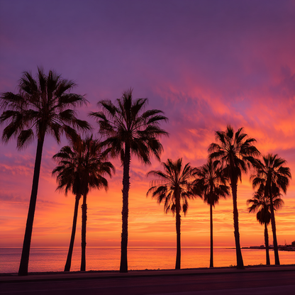 Palm Trees and Sunset - Diamond Painting