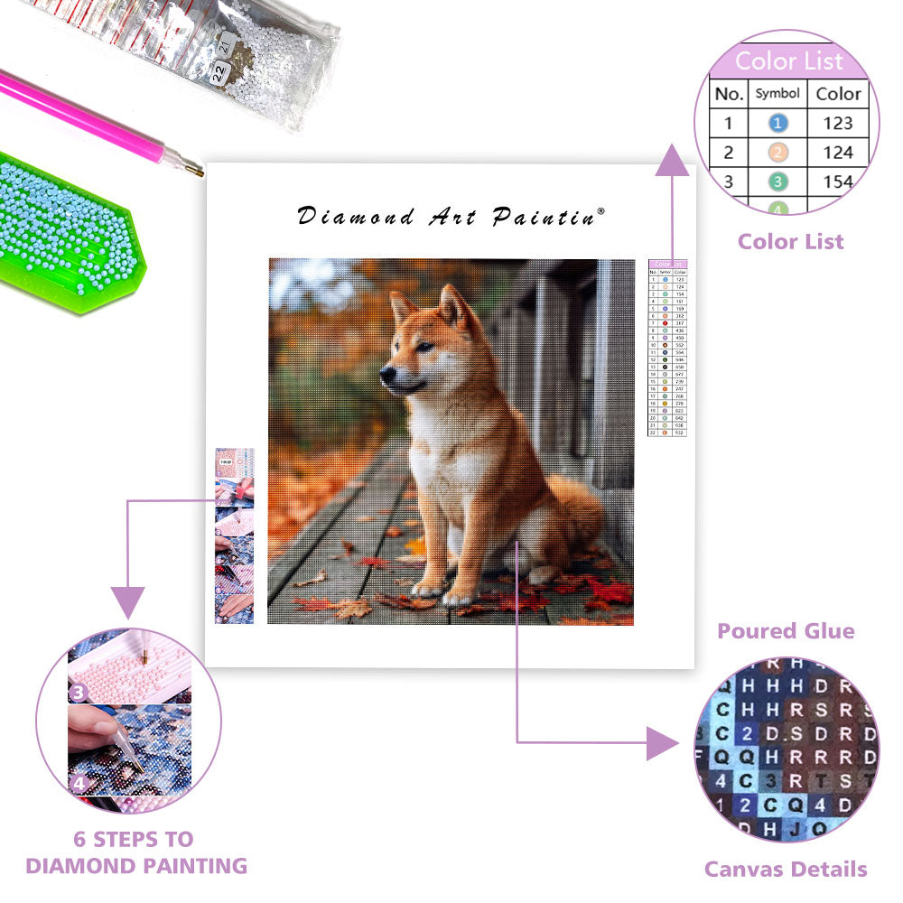 Shiba Inu Contemplating - Diamond Painting