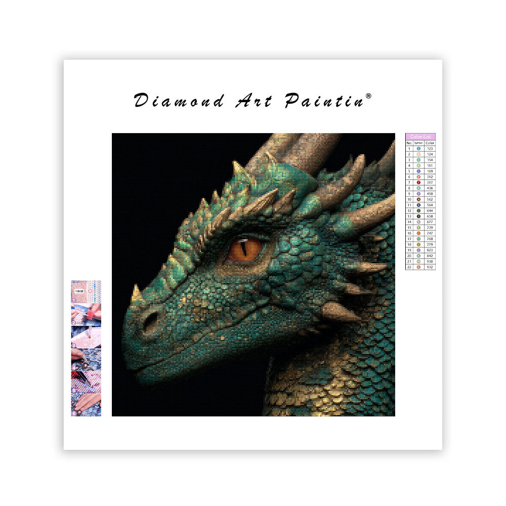 Emerald Dragon Head - Diamond Painting