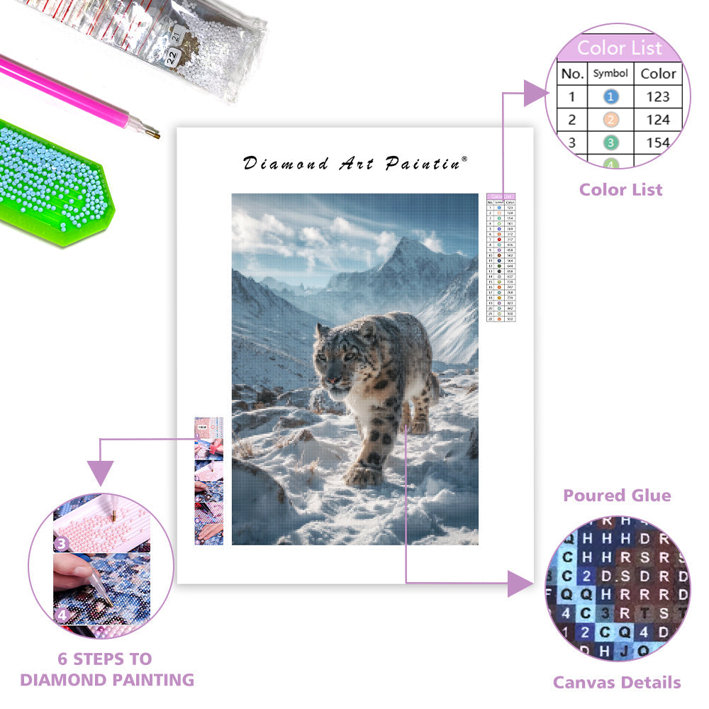 Snow Leopard in the Mountains - Diamond Painting