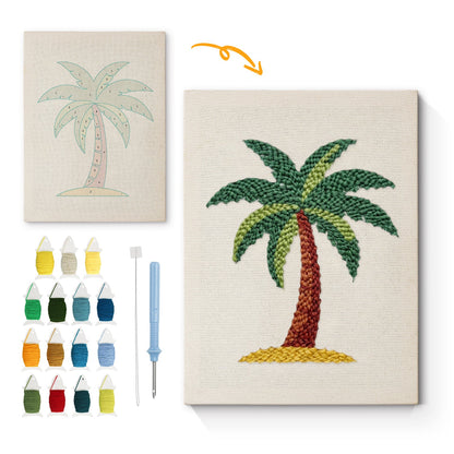 Vibrant Palm Tree - Punch Needle