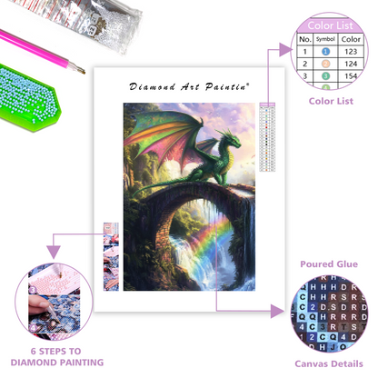 Emerald Dragon on Colorful Rocks – Diamond Painting