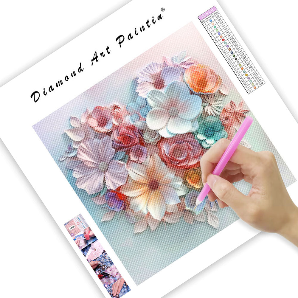 Floral Heart Love - Diamond Painting