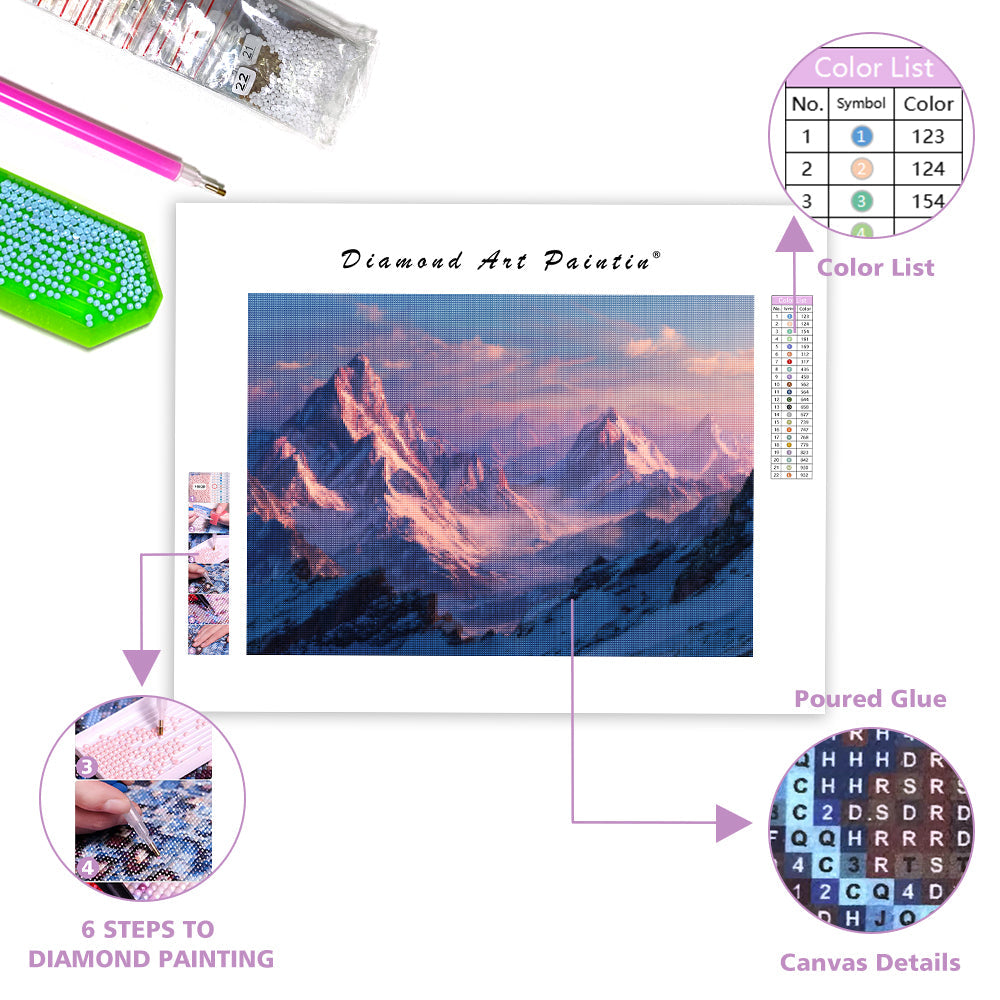 Mountain Peaks at Dawn - Diamond Painting