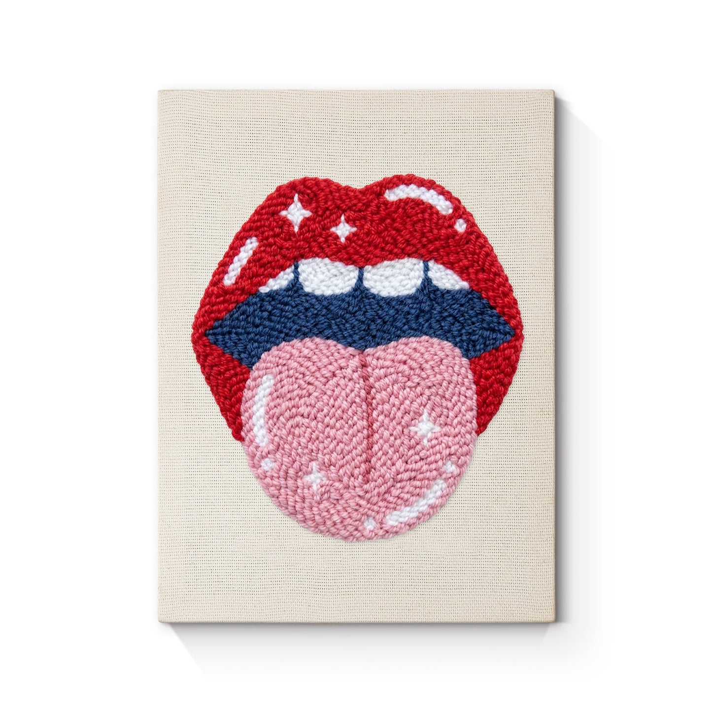 Playful Lips and Tongue - Punch Needle