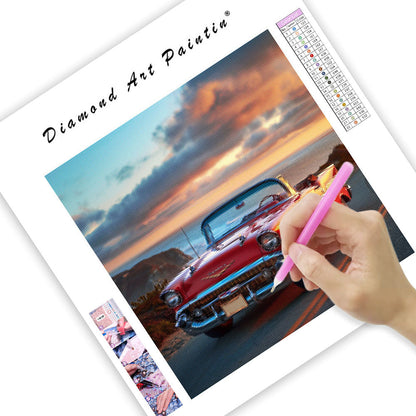 Vintage Red Convertible - Diamond Painting