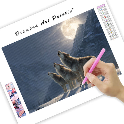 Wolves in the Moonlight - Diamond Painting
