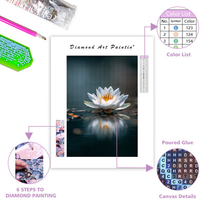 White Lotus Floating - Diamond Painting
