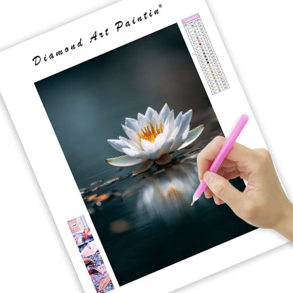 White Lotus Floating - Diamond Painting