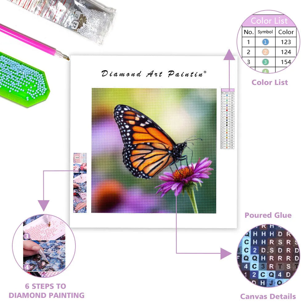 Monarch on Coneflower - Diamond Painting