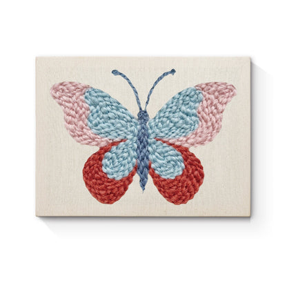 Blue & Red Butterfly - Punch Needle