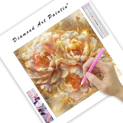 Golden Peony Palace - Diamond Painting