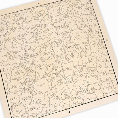 Tiny Puppy World - Wooden Coloring Puzzle