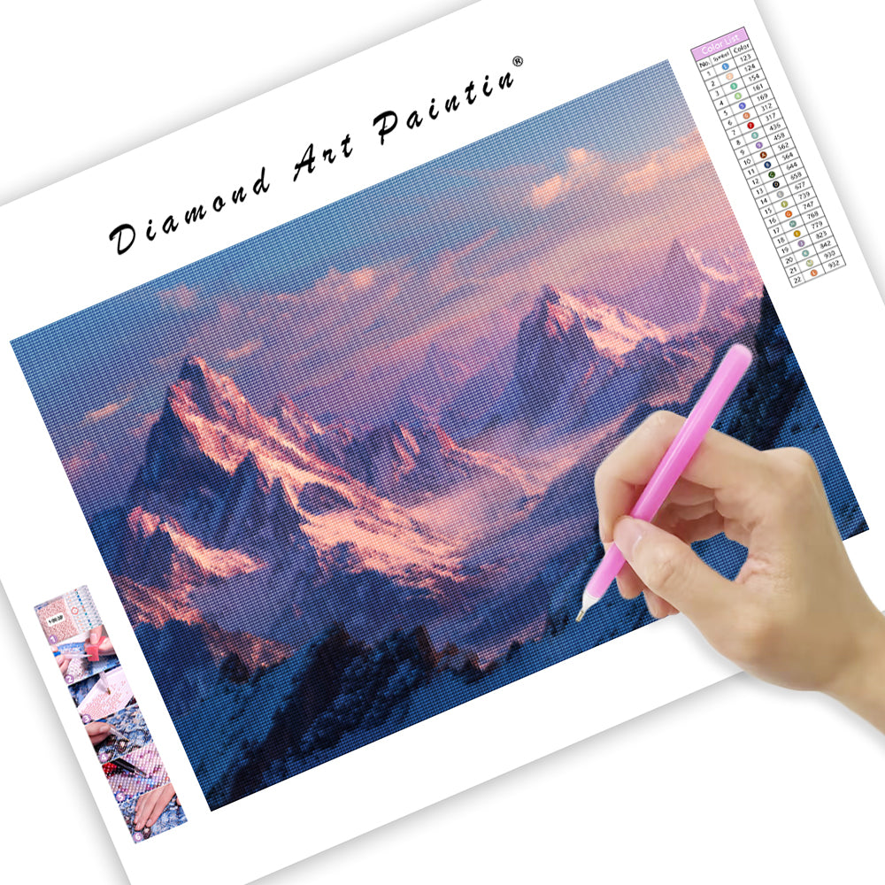 Mountain Peaks at Dawn - Diamond Painting