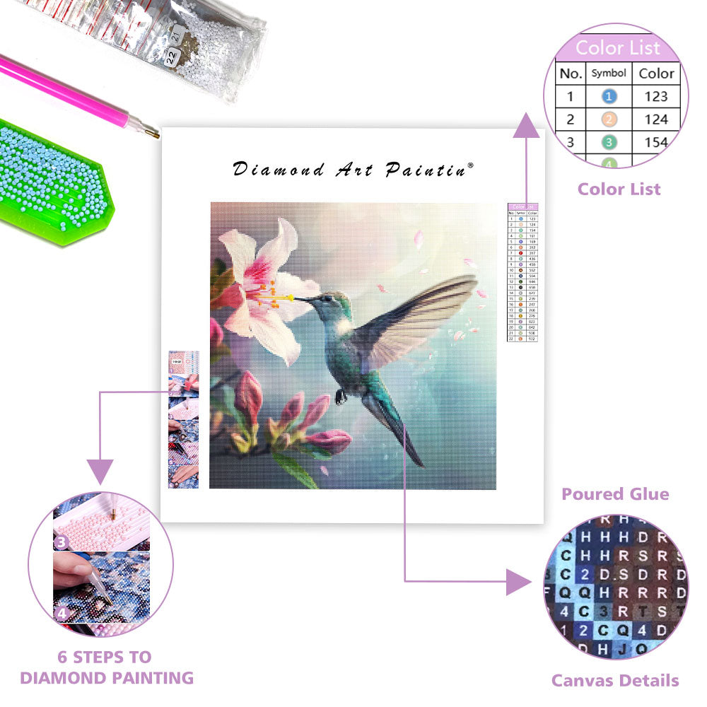 Blue Hummingbird Grace - Diamond Painting