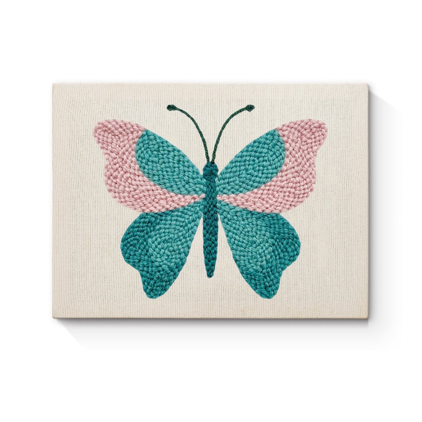Teal & Pink Butterfly - Punch Needle