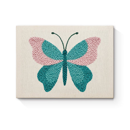 Teal & Pink Butterfly - Punch Needle