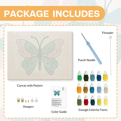 Teal & Pink Butterfly - Punch Needle