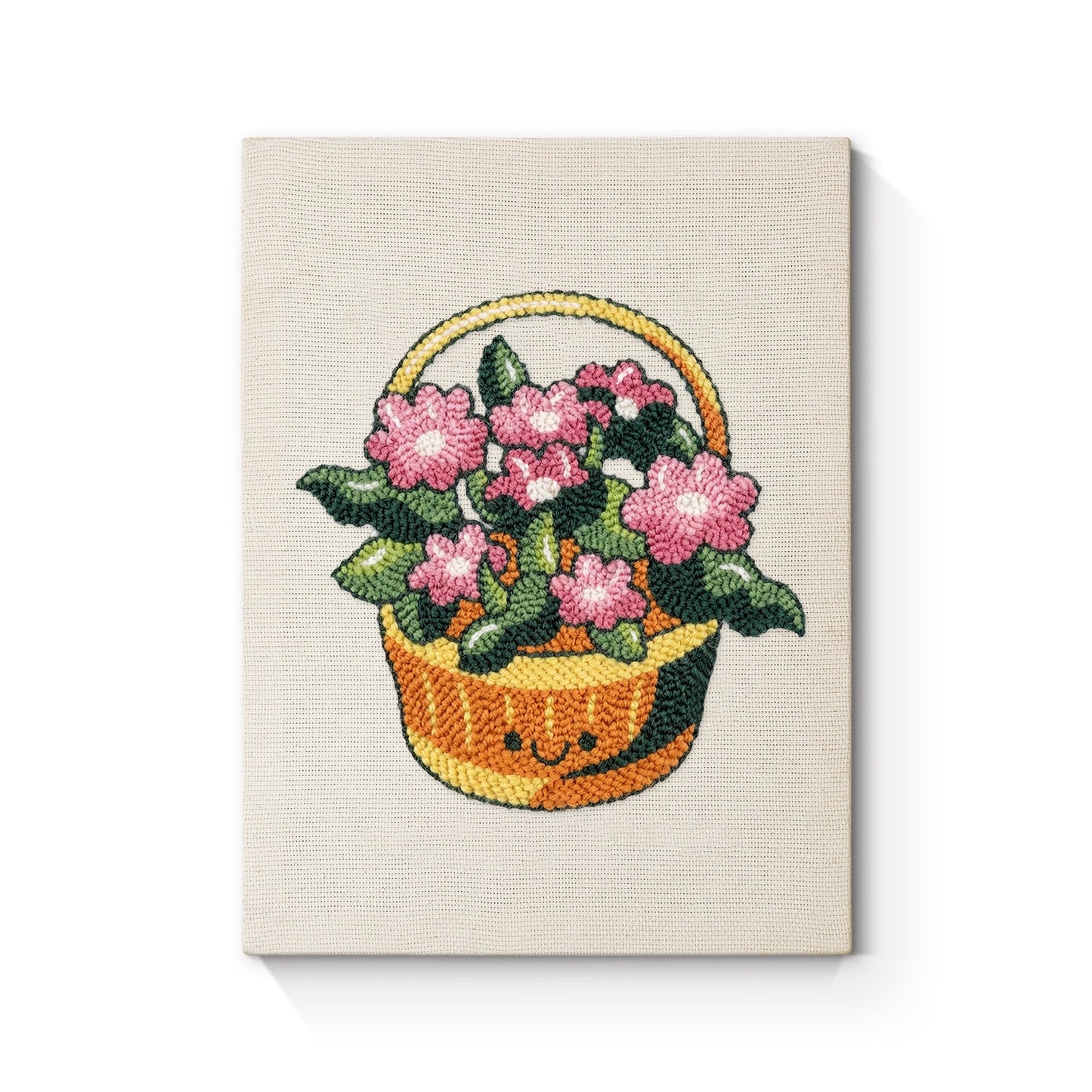 Happy Basket of Flowers - Punch Needle