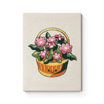 Happy Basket of Flowers - Punch Needle