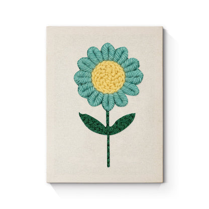 Blue Flower with Yellow Center - Punch Needle