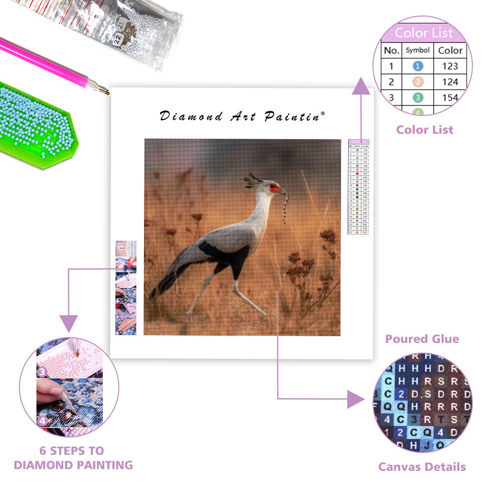 Secretary Bird Hunting - Diamond Painting