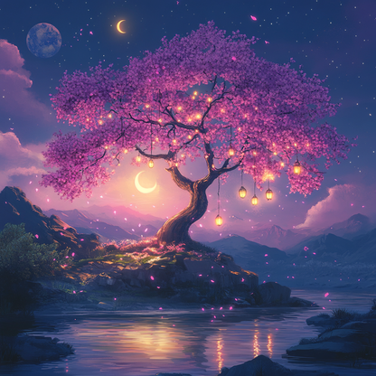 Magical Cherry Blossom Tree - Diamond Painting