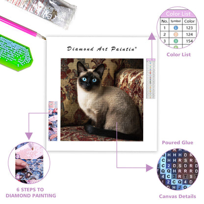Siamese Cat Elegance - Diamond Painting