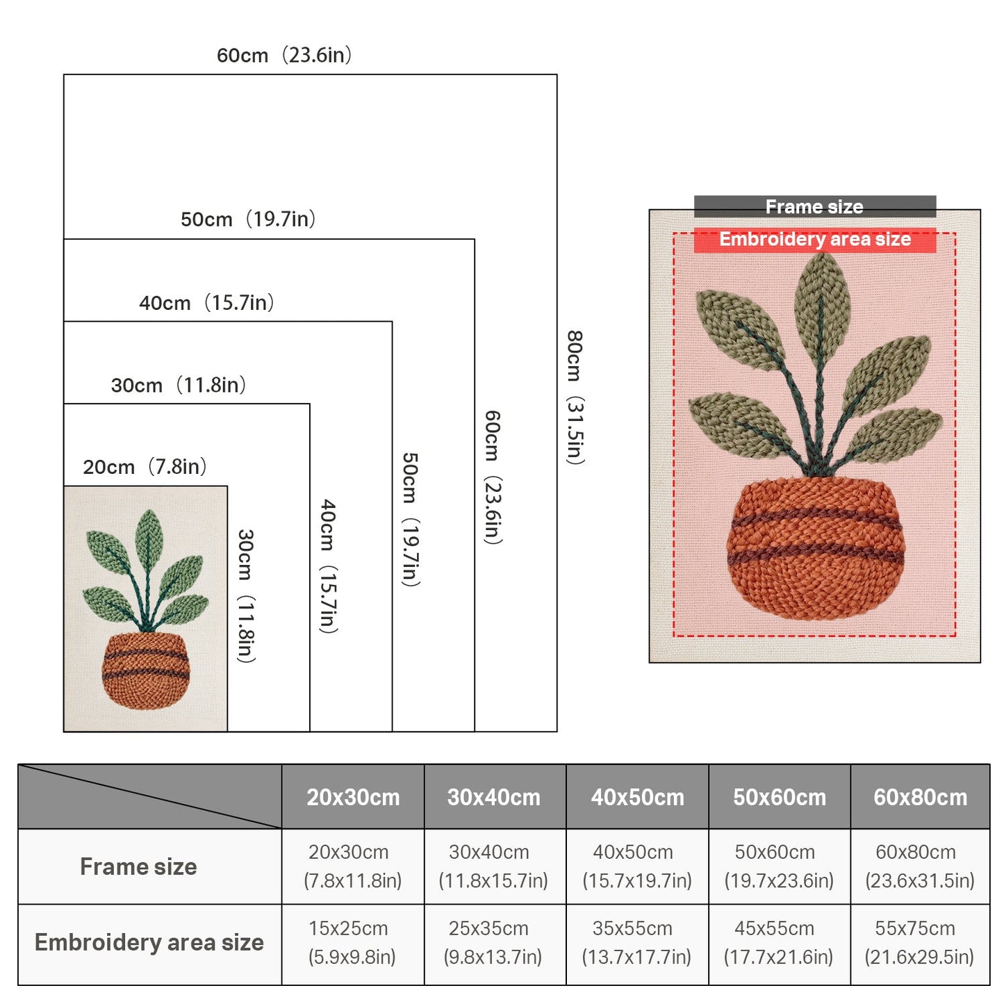Verdant Potted Plant - Punch Needle