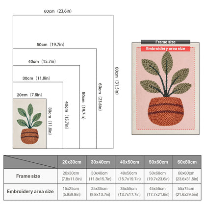 Verdant Potted Plant - Punch Needle