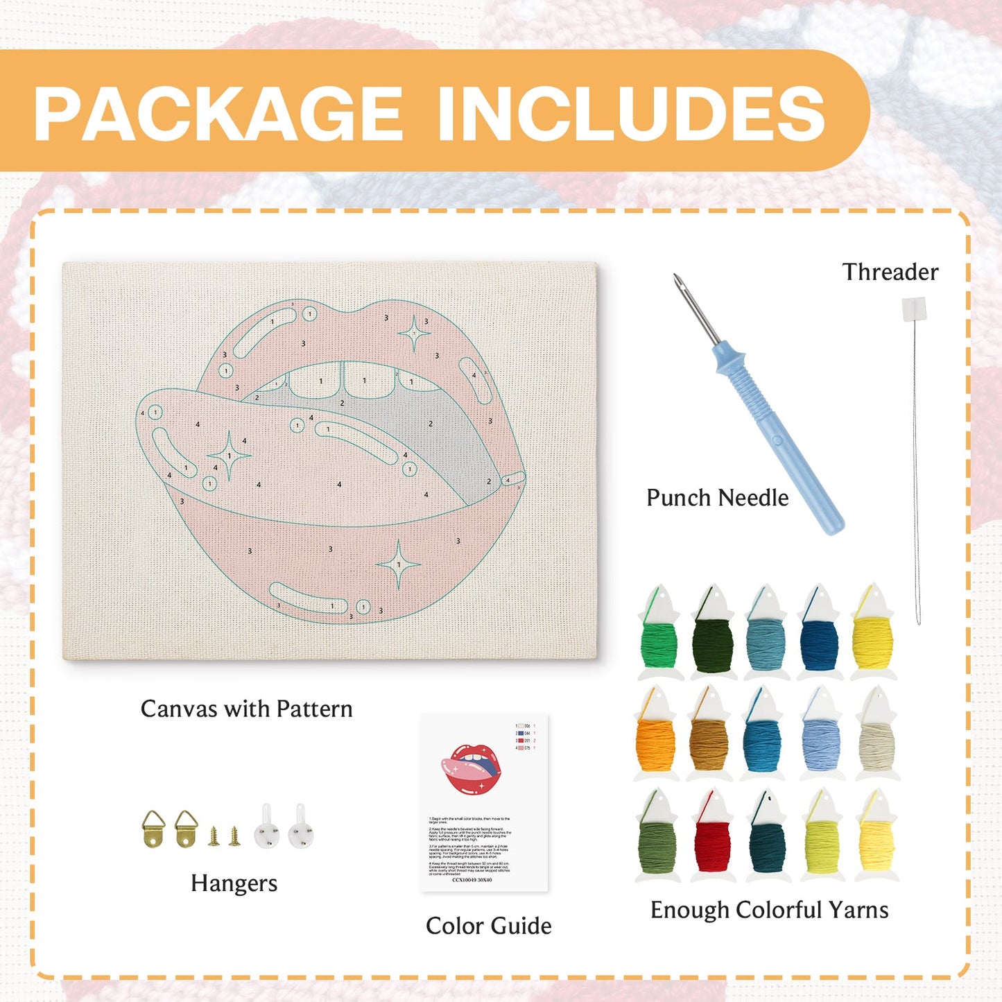 Lips and Tongue - Punch Needle
