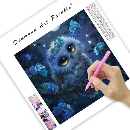 Moonlit Wreath Owl - Diamond Painting