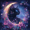 Enchanted Cat and Moon - Diamond Painting