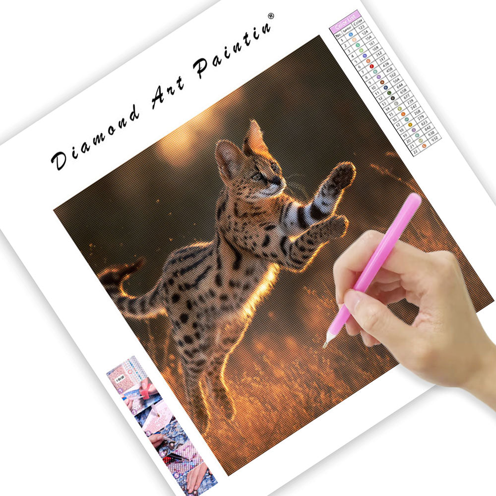 Serval Leaping - Diamond Painting