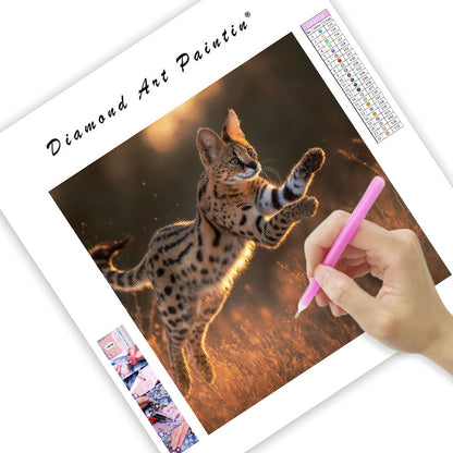 Serval Leaping - Diamond Painting
