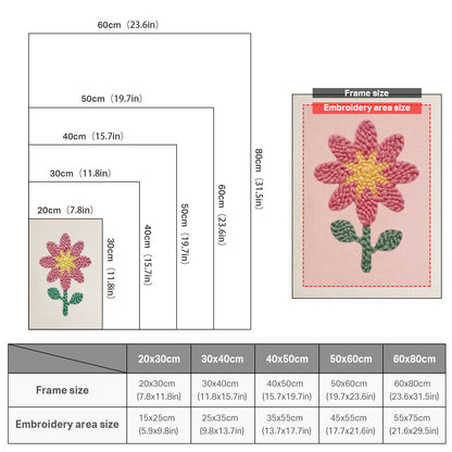 Pink Flower with Yellow Center - Punch Needle