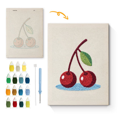 Cherry Blossom with Leaves - Punch Needle