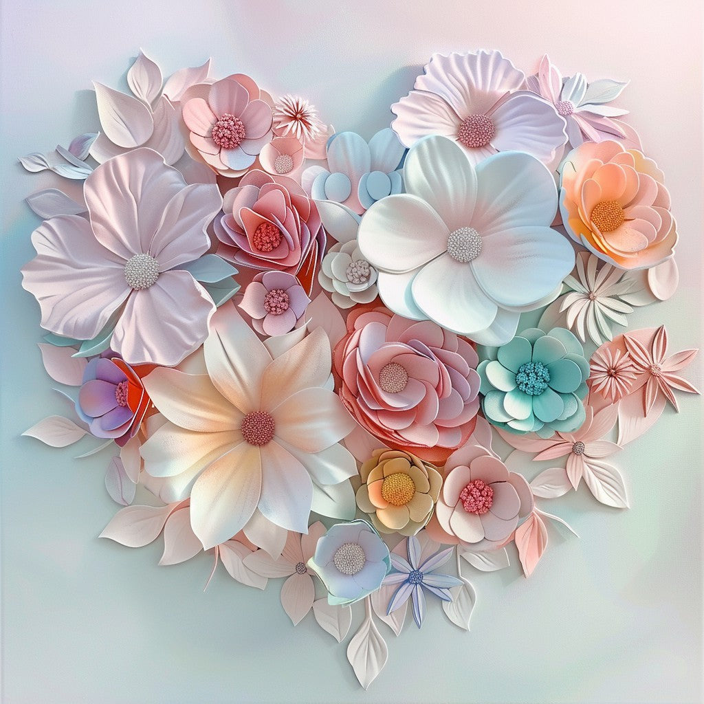 Floral Heart Love - Diamond Painting