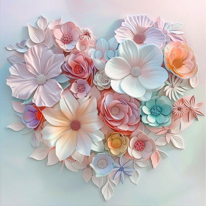 Floral Heart Love - Diamond Painting