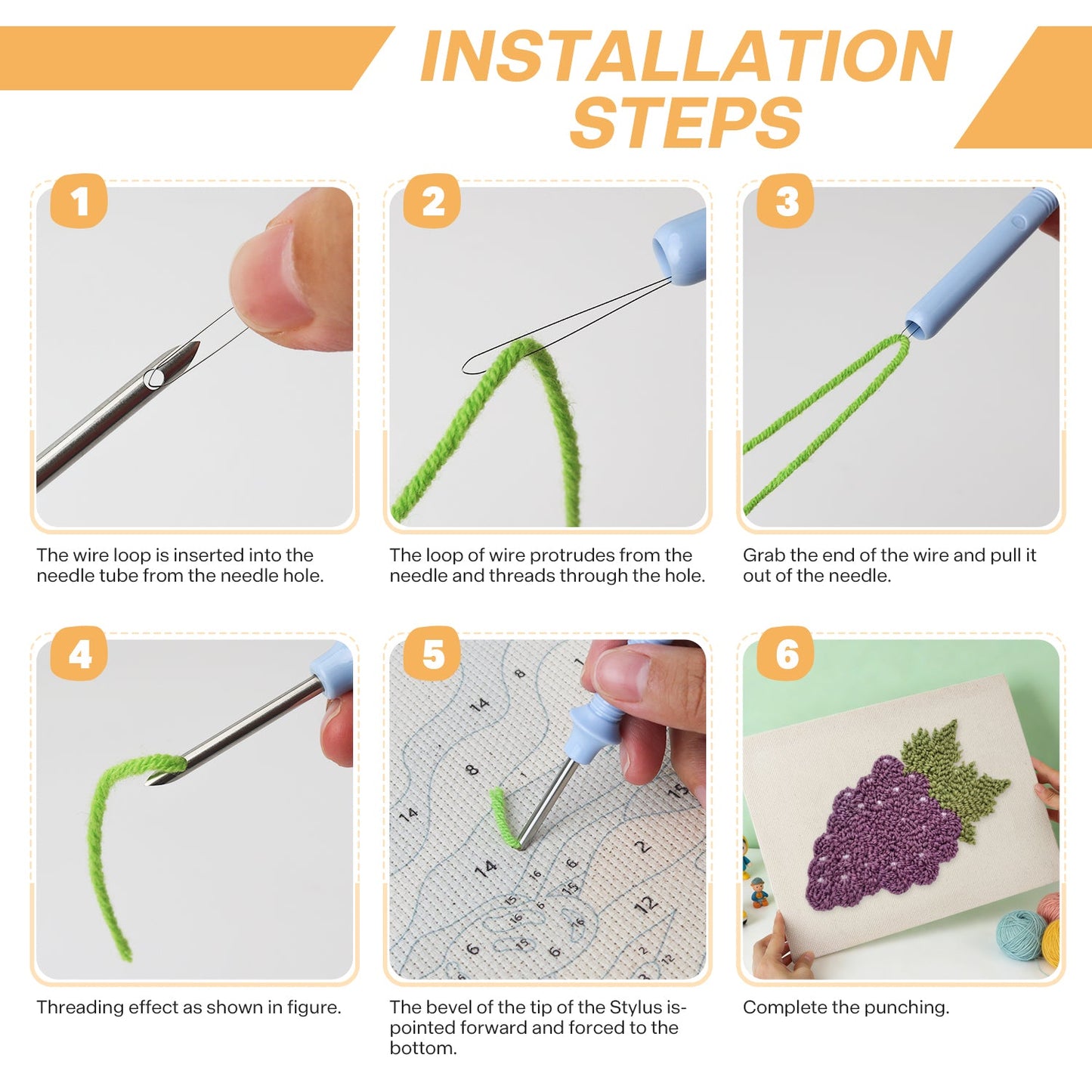 Grapes Embroidery - Punch Needle