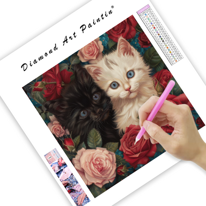 Rose Cats - Diamond Painting