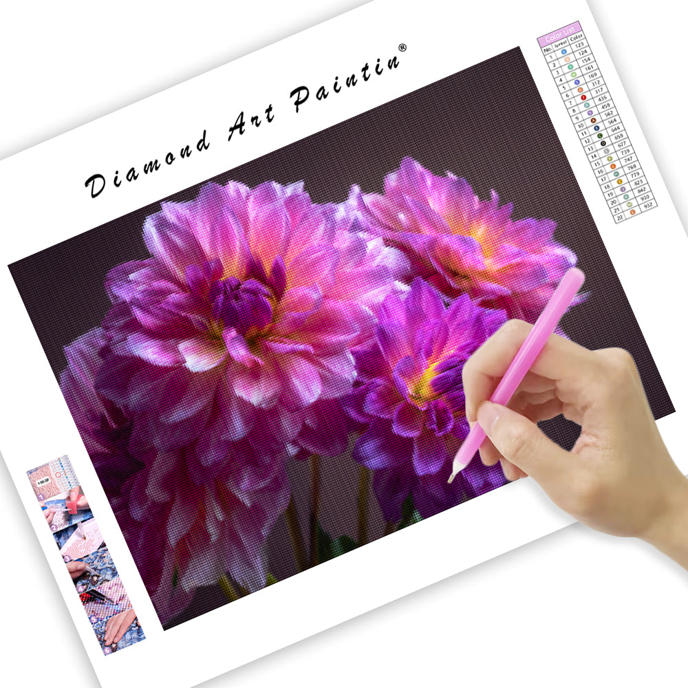 Vibrant Dahlia Blooms - Diamond Painting