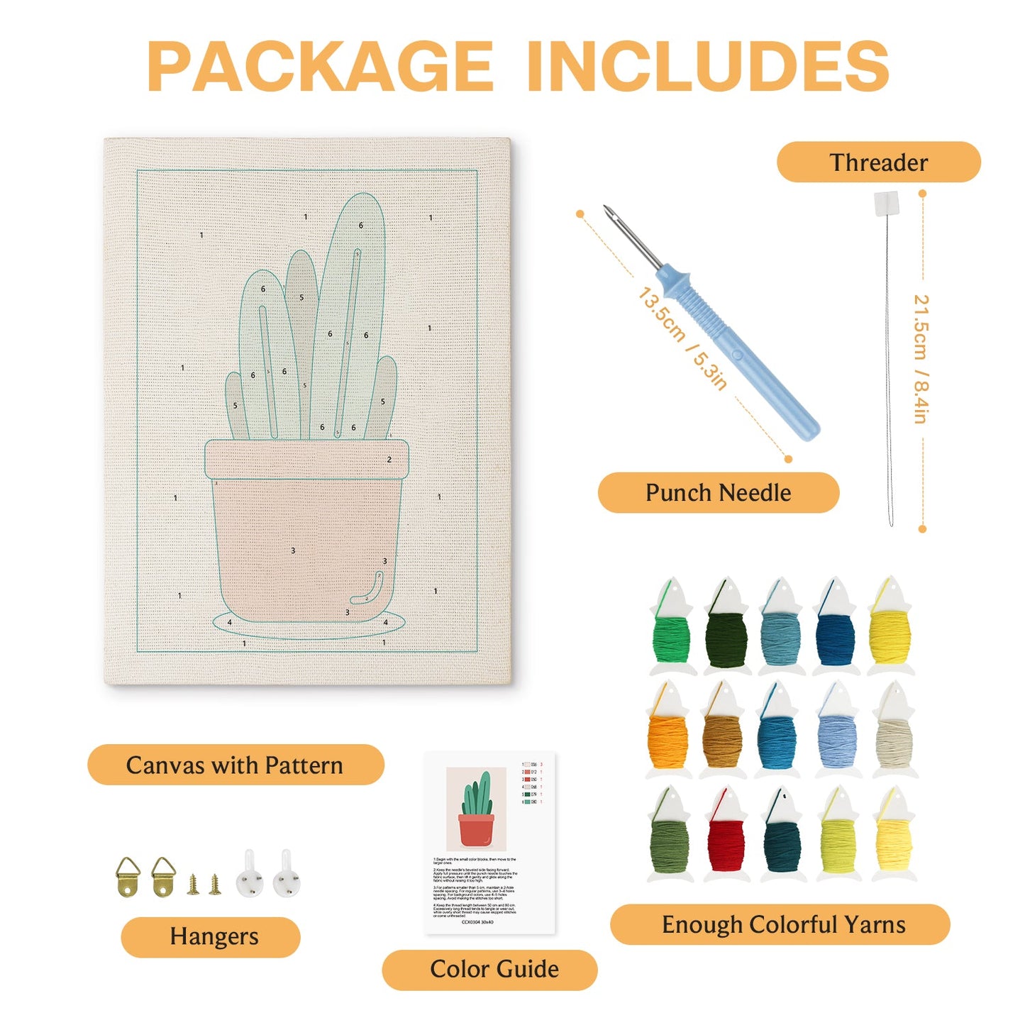 Cactus in Terracotta Pot - Punch Needle