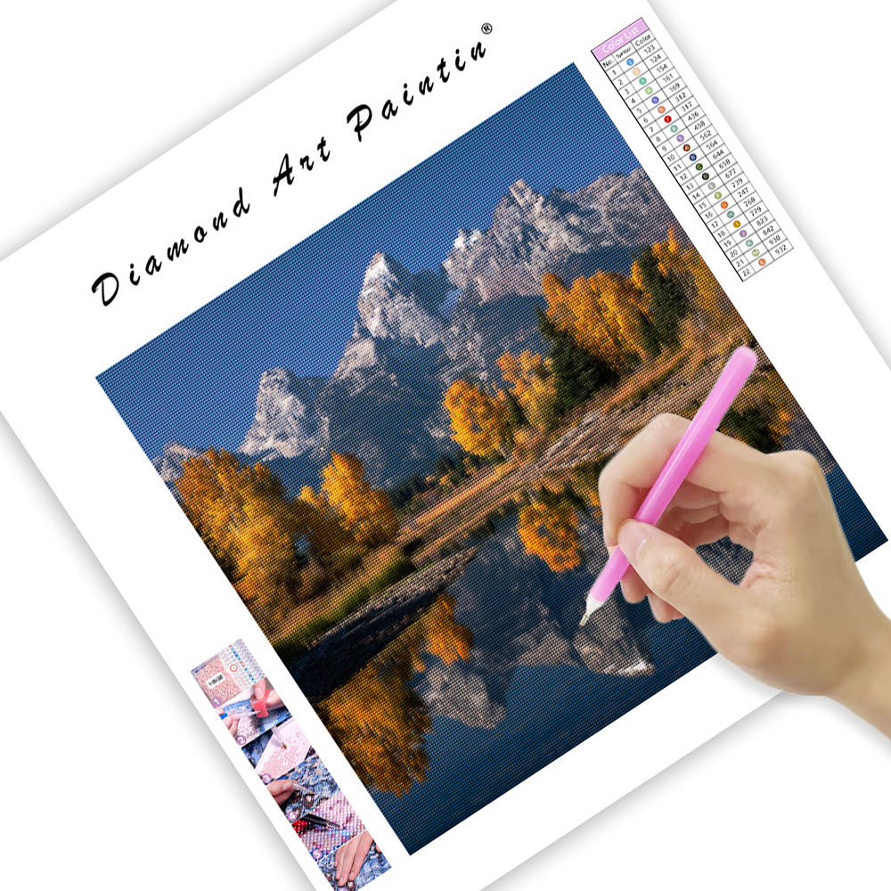 Grand Teton Autumn Reflection - Diamond Painting