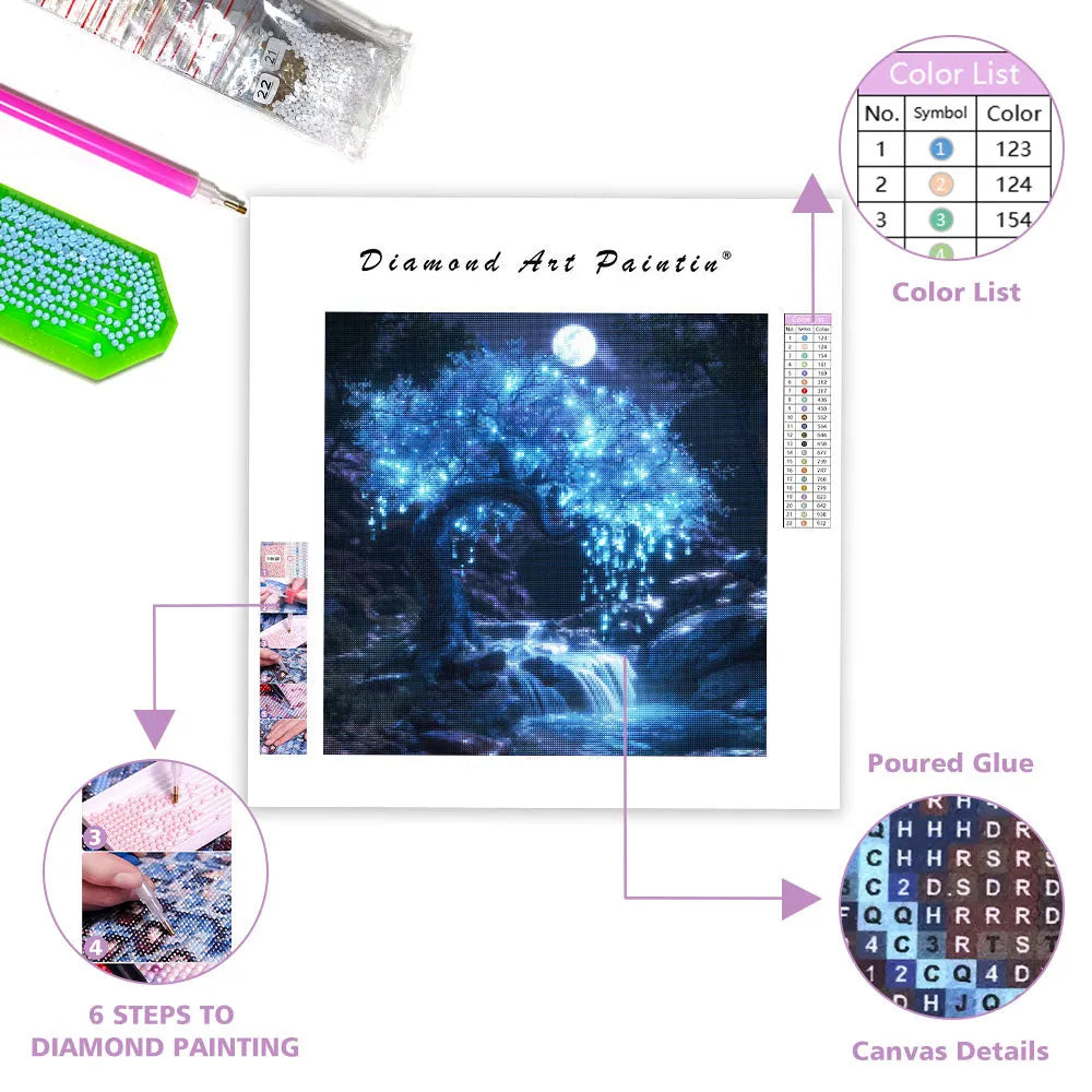 Moonlight Tree - Diamond Painting