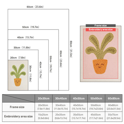 Smiling Green Plant - Punch Needle
